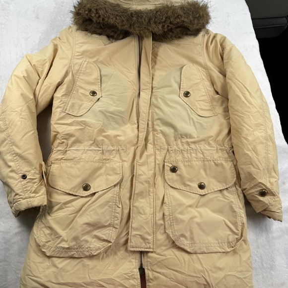 UGG Jackets & Blazers - UGG Australia Parka Jacket Mens Large Beige Down Feather Fur Hood Winter Coat
